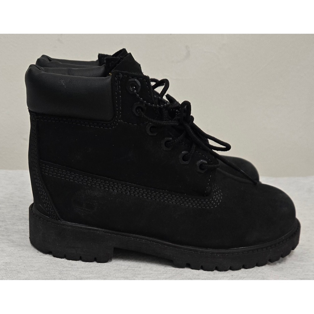 Timberland Kids 6 Inch Premium Waterproof Boots Black Nubuck 12707 Size 1M Youth